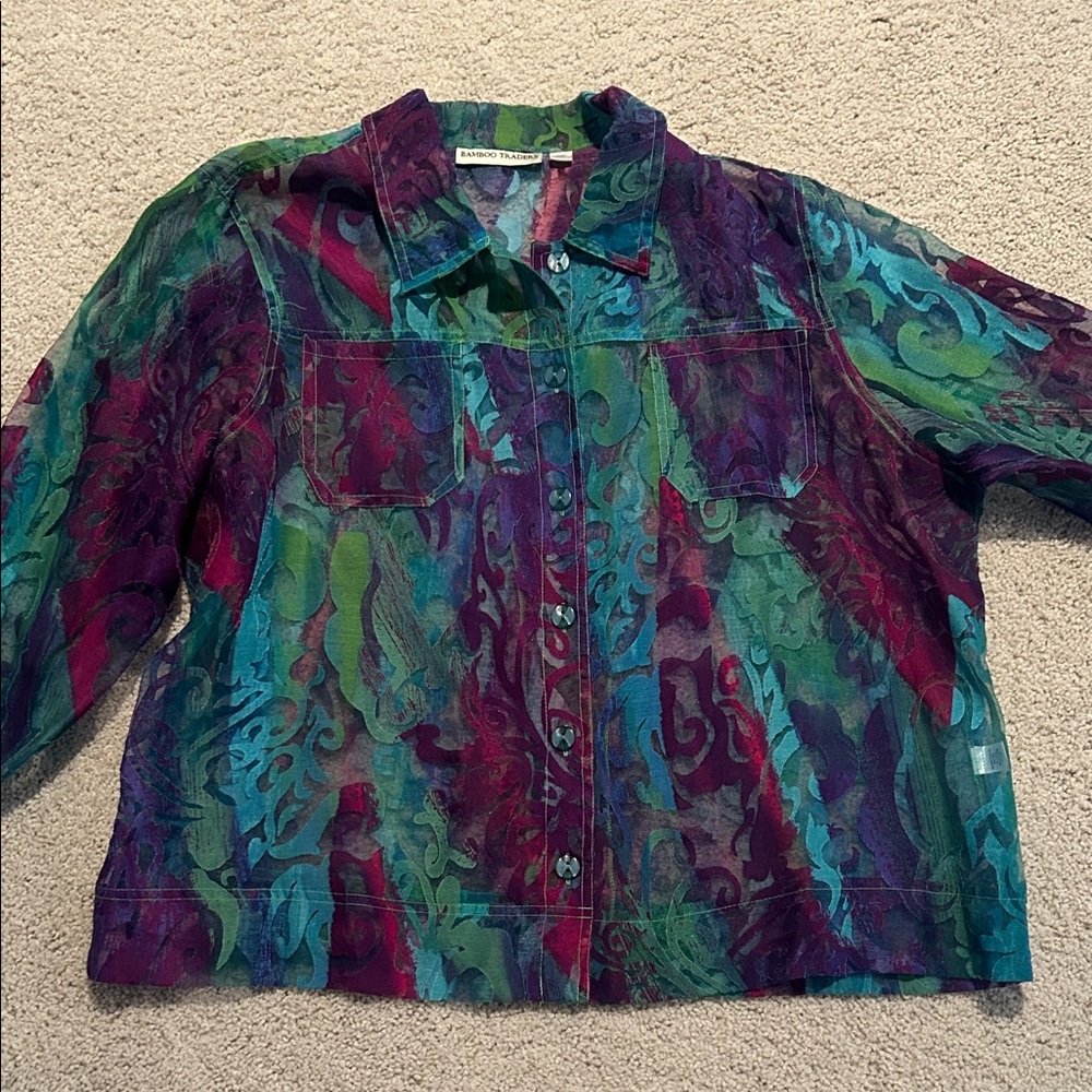 Bamboo Traders Multicolor Sheer Blouse